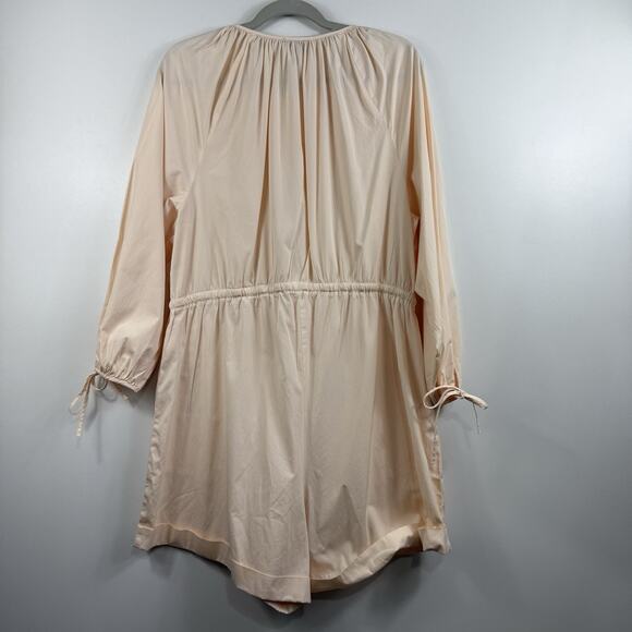 J Crew Cotton Poplin Tie-Sleeve Button Front Romper XXL Palest Peach Neutral - Picture 12 of 13